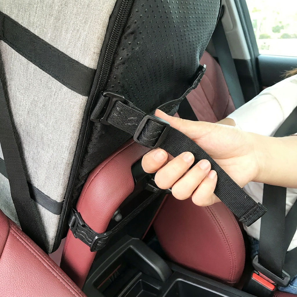 Console dog car seat in place on a car's centre console